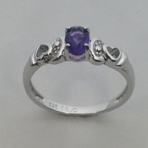 Natural Amethyst Ring 925 Sterling Silver